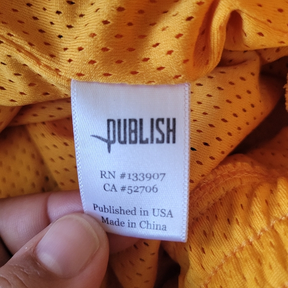 Publish Track Pants Mens Large Marigold Yellow Side Stripes Today For Tomorrow - Picture 8 of 12